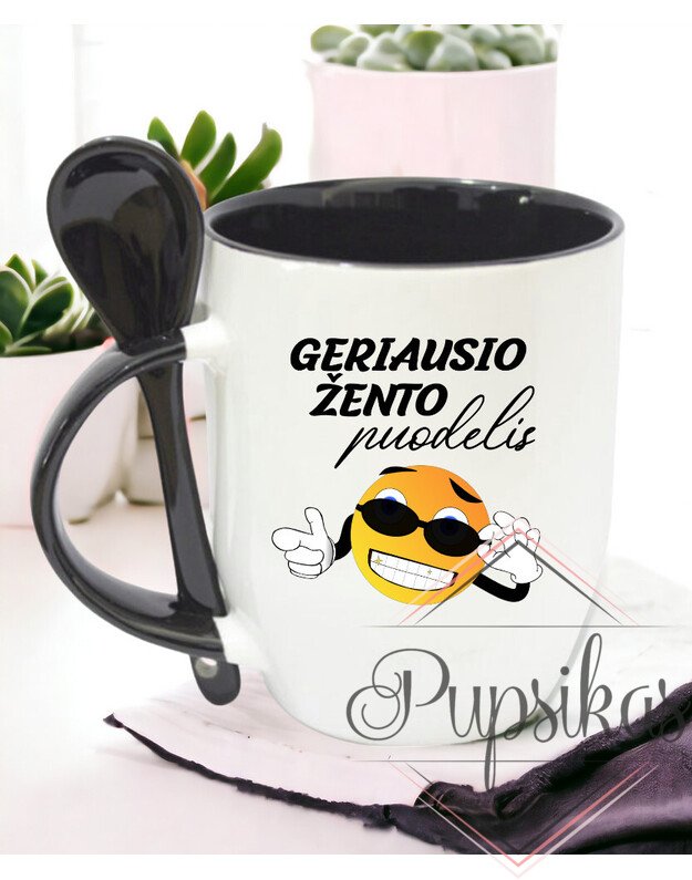 Puodelis su šaukšteliu „Geriausio žento“