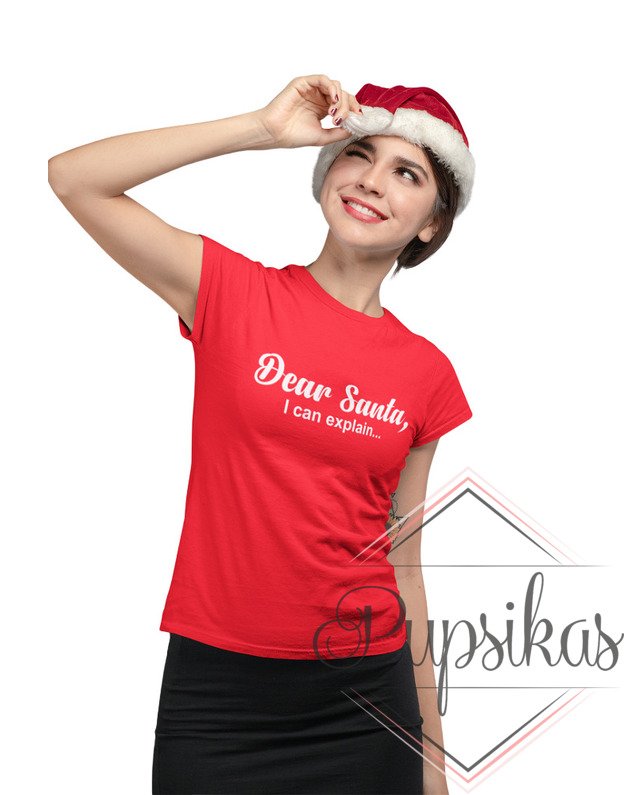 Moteriški marškinėliai „Dear Santa, I can explain...“