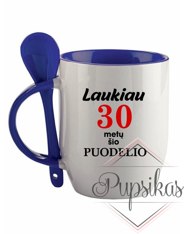 Puodelis su šaukšteliu „Laukiau 30 metų“