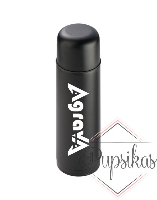 Juodas termosas (Su jūsų įmonės logotipu)