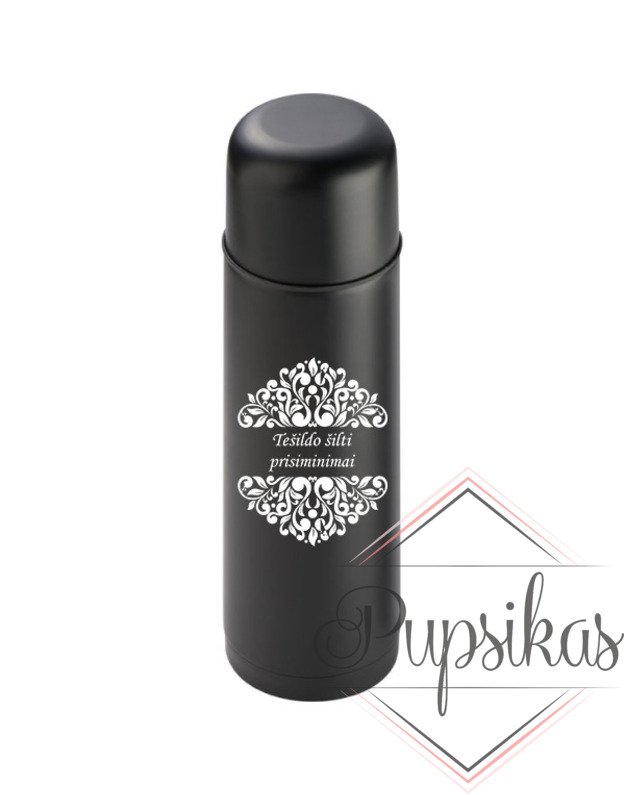 Juodas termosas „Tešildo šilti prisiminimai“