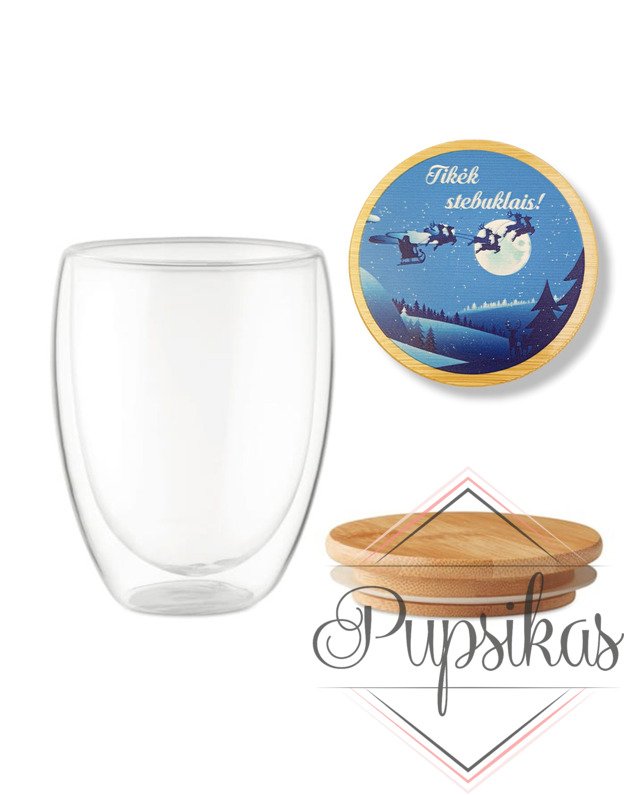 Dvigubo stiklo puodelis „Tikėk stebuklais“ (350ml)