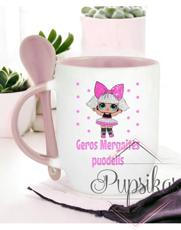 Puodelis su šaukšteliu „Geros mergaitės“