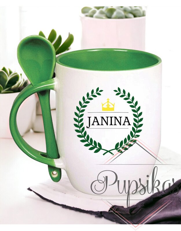 Puodelis su šaukšteliu „Janina“