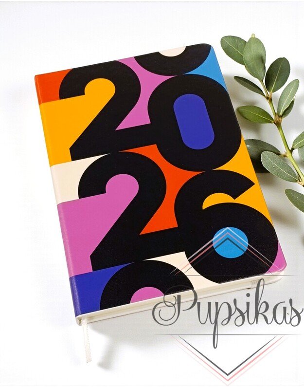 Balta užrašų knygutė su spauda „2026“ 1
