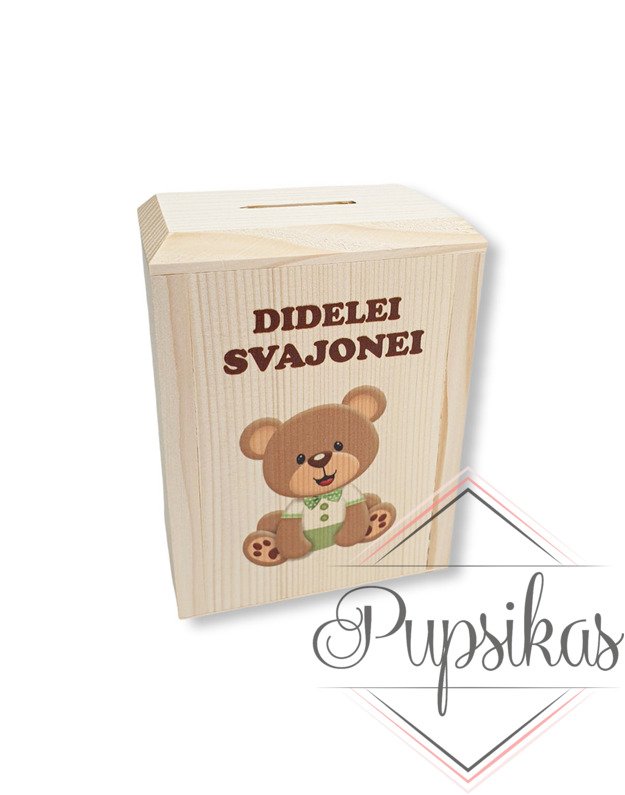 Medinė taupyklė su spauda „DIDELEI SVAJONEI“ (13,5x10x6)