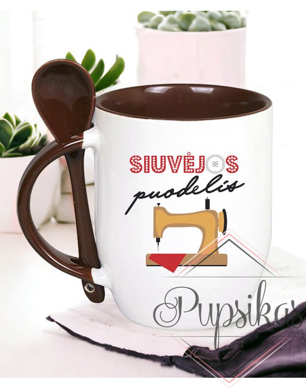 Puodelis su šaukšteliu „Siuvėjos puodelis“