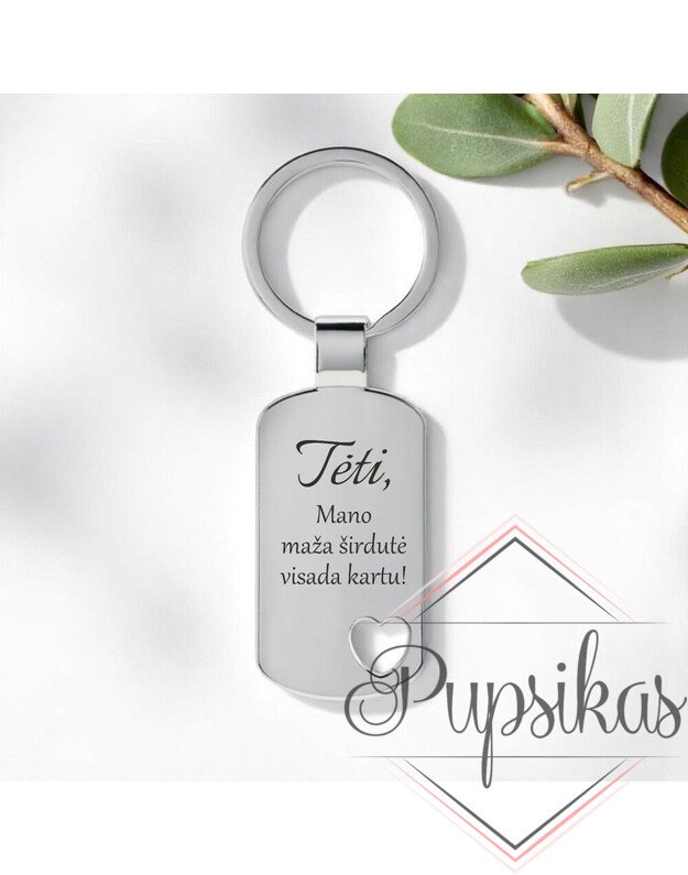 Metalinis raktų pakabukas su širdele „Tėti, mano maža širdutė visada kartu“