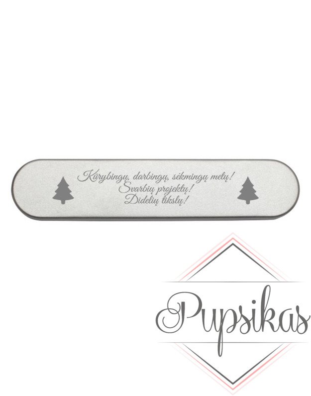 Graviruotas tušinukas dėžutėje „Kūrybingų, darbingų, sėkmingų metų“