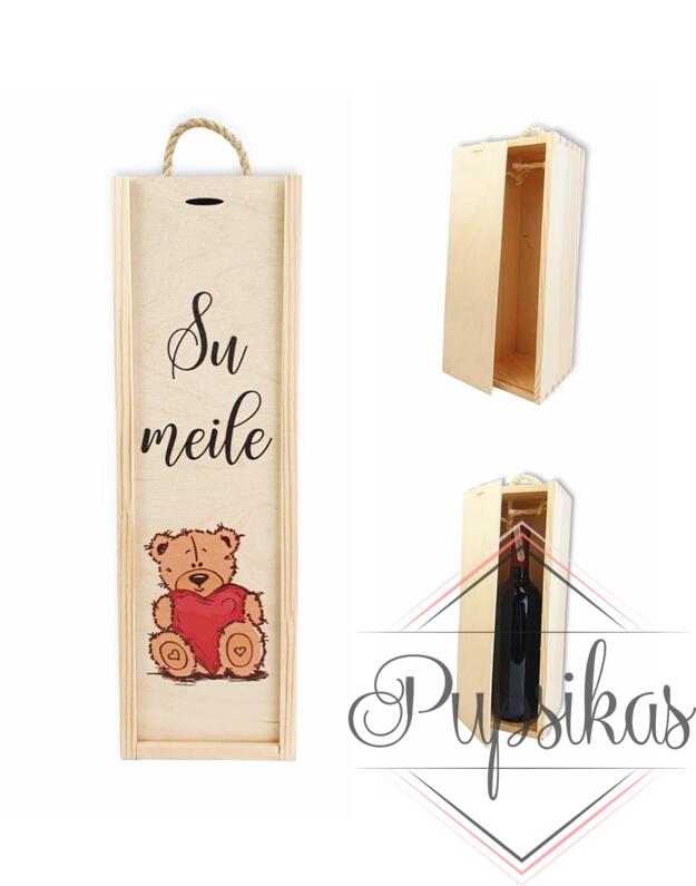 Vyno dėžė su spauda „Su meile“