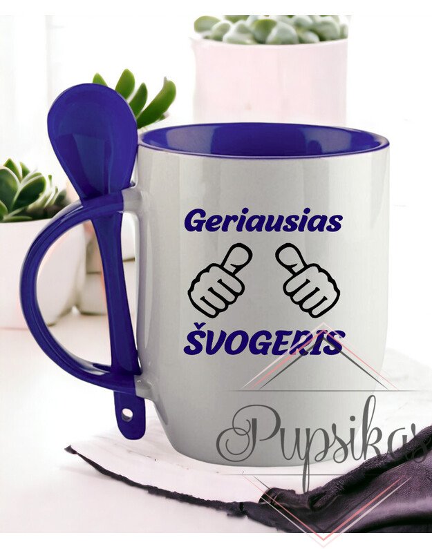 Puodelis su šaukšteliu „Geriausias švogeris“