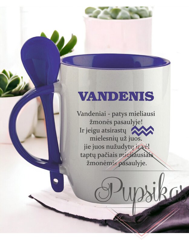 Puodelis su šaukšteliu „Vandenis“