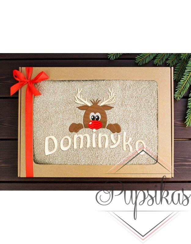 Siuvinėtas rankšluostis „Briedžiukas“ su jūsų norimu vardu