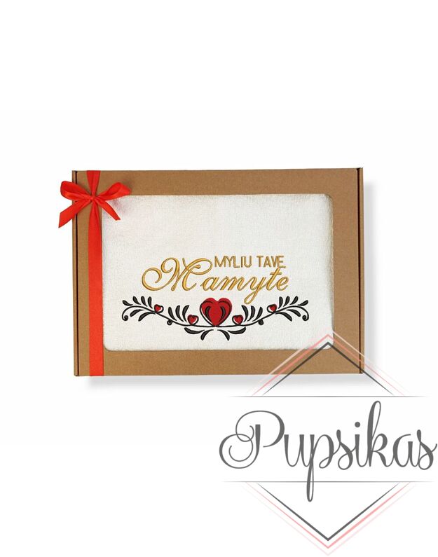 Siuvinėtas rankšluostis „Myliu tave, Mamyte“