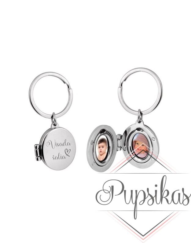 Metalinis raktų pakabukas su įdedamomis nuotraukomis „Visada šalia“