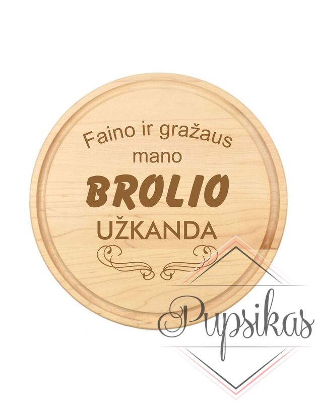 Apvali, graviruota pjaustymo lentelė „Brolio užkanda“