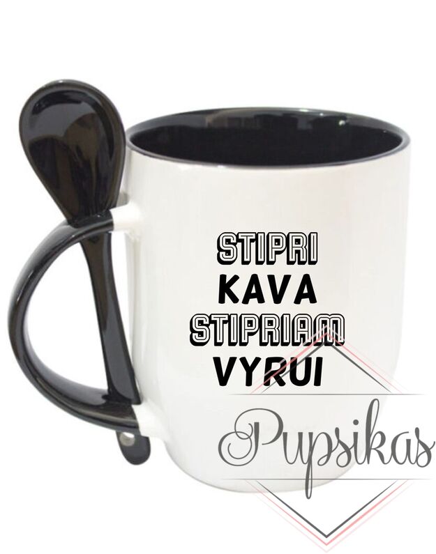 Puodelis su šaukšteliu „Stipriam vyrui, stipri kava“