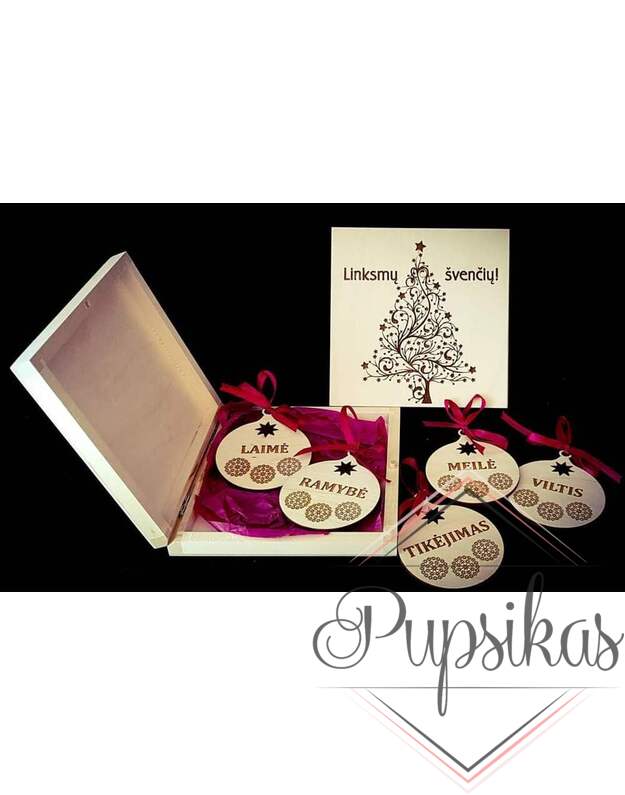 Medinė dėžutė „Linksmų švenčių