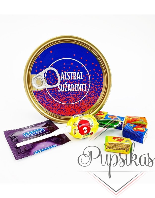 Dovana konservų skardinėje „AISTRAI SUŽADINTI“