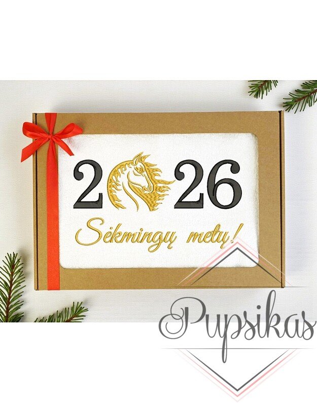 Siuvinėtas rankšluostis su arkliu „Sėkmingų metų“