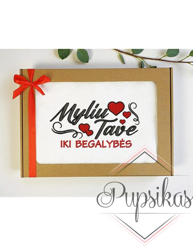 Siuvinėtas rankšluostis „Myliu tave iki begalybės“