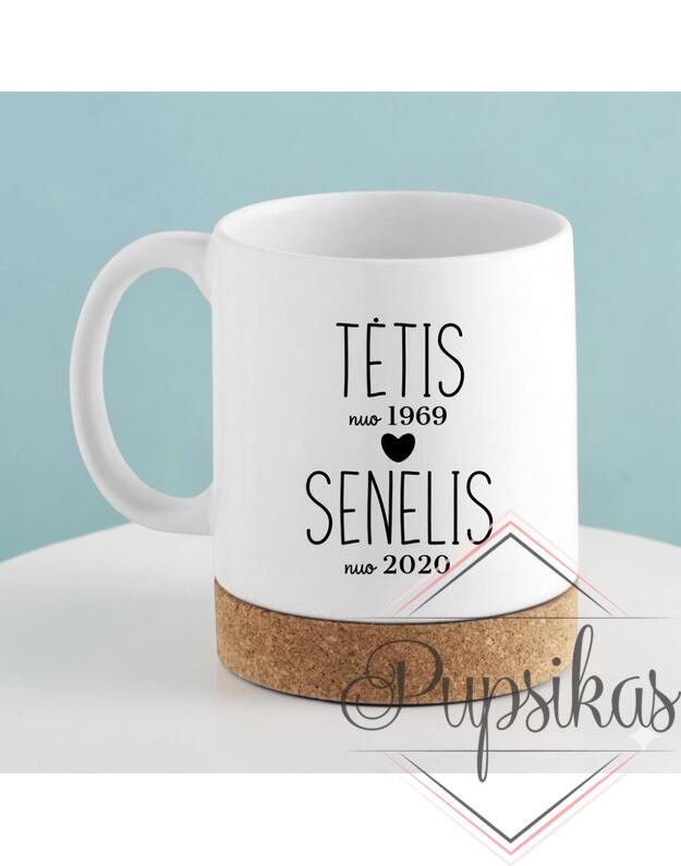 Puodelis „Tėtis/senelis“ su jūsų pasirinktomis datomis 280ml