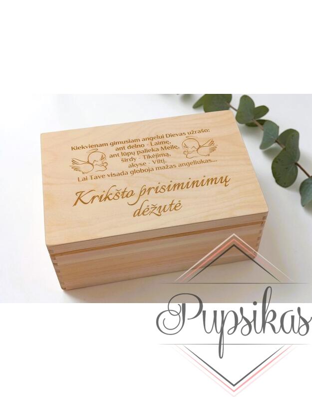 Medinė krikštadėžė „Krikšto prisiminimų dėžutė“