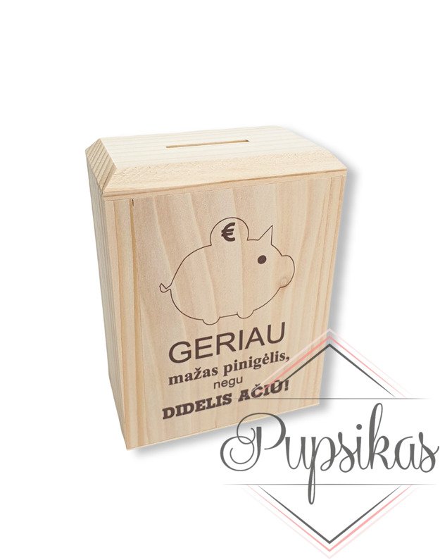 Medinė taupyklė „Taupau naujai meškerei“