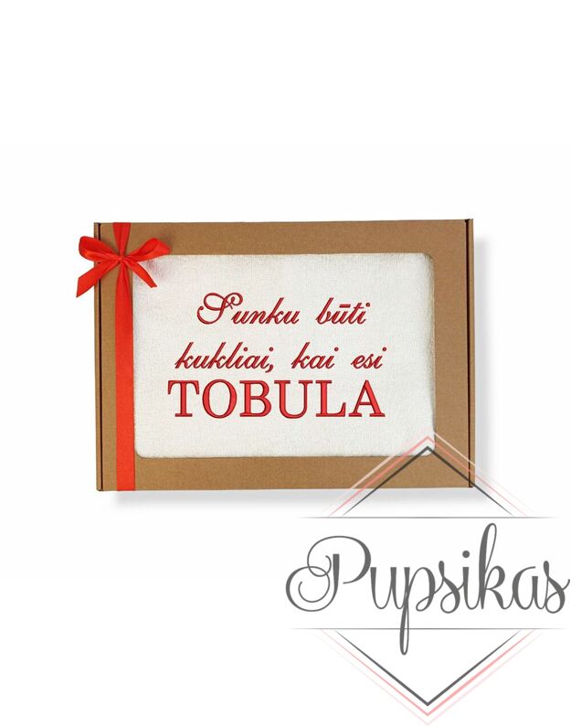 Siuvinėtas rankšluostis „Sunku būti kukliai“