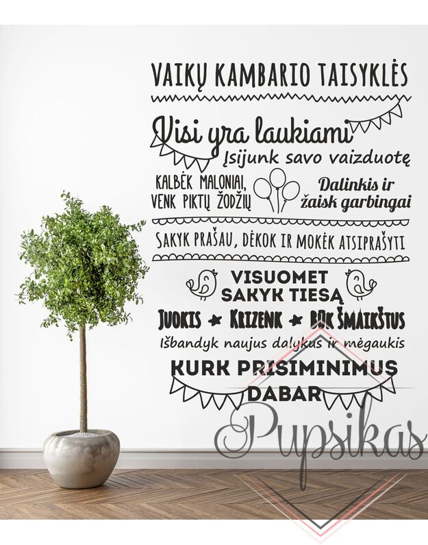 Sienos lipdukas „Vaikų kambario taisyklės“