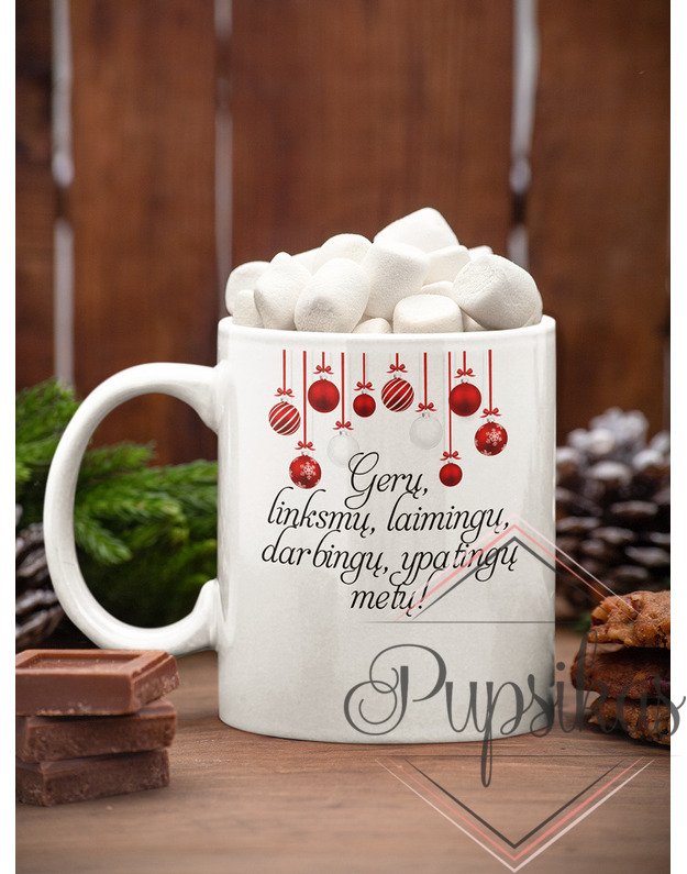 Standartinis puodelis „Gerų, linksmų, laimingų...“