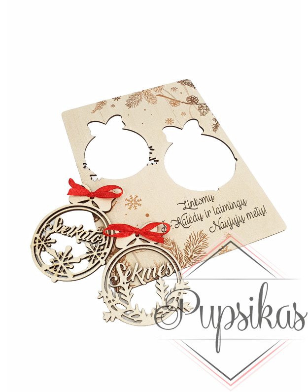 Medinis atvirukas „Linksmų Šv.Kalėdų ir laimingų Naujųjų metų“ 1