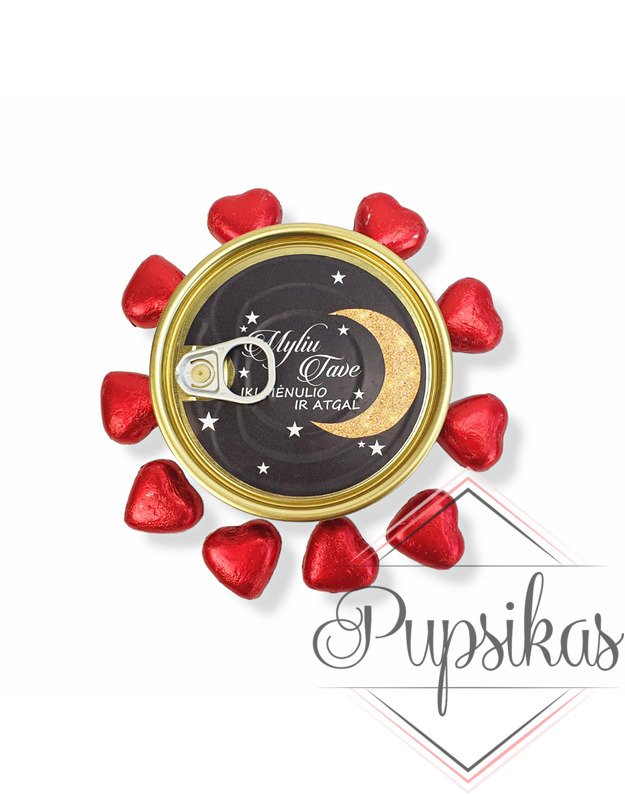 Dovana konservų skardinėje „Myliu tave iki mėnulio ir atgal“