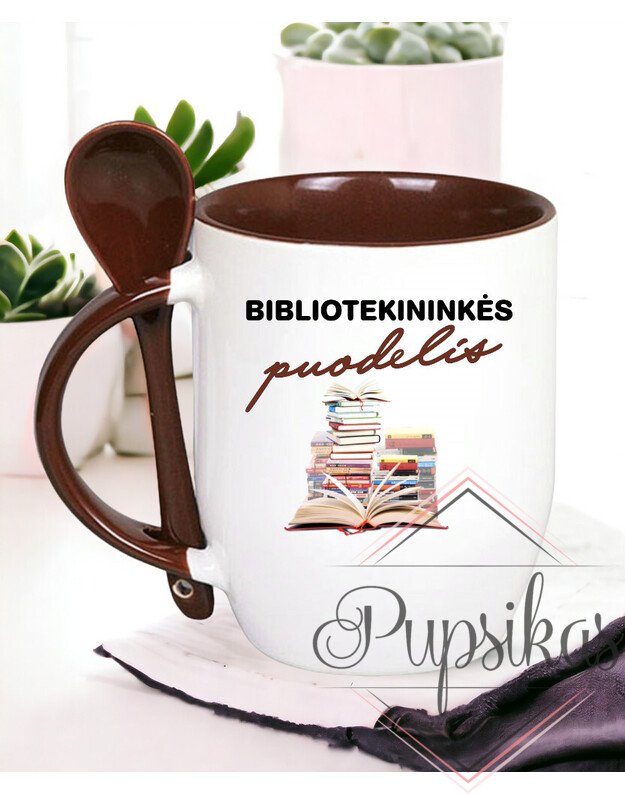 PUODELIS SU ŠAUKŠTELIU „BIBLIOTEKININKĖS PUODELIS“