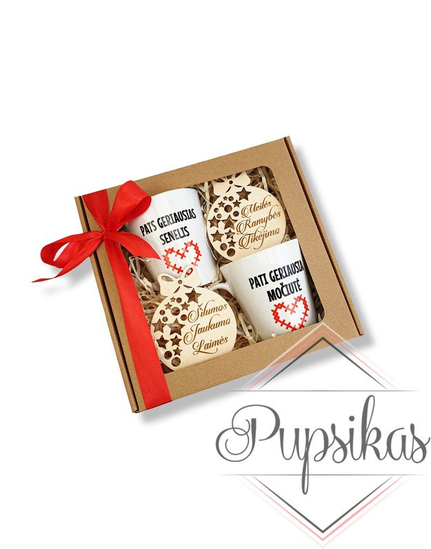 Dovanų rinkinys su latte puodeliais „Patiems geriausiems seneliams“ (300ml)