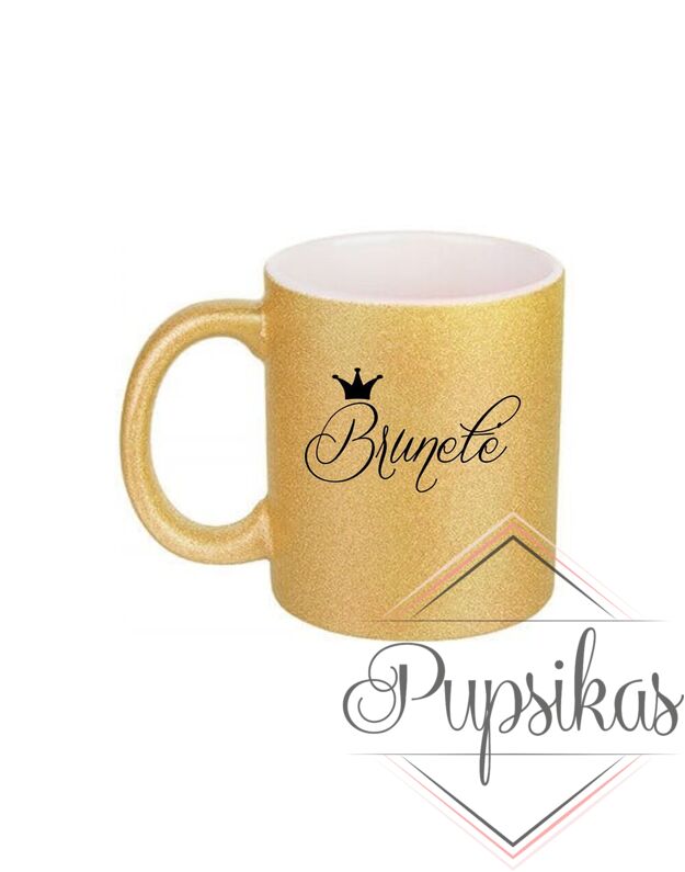 Standartinis puodelis su blizgučiu „Brunetė“ (Glitter)
