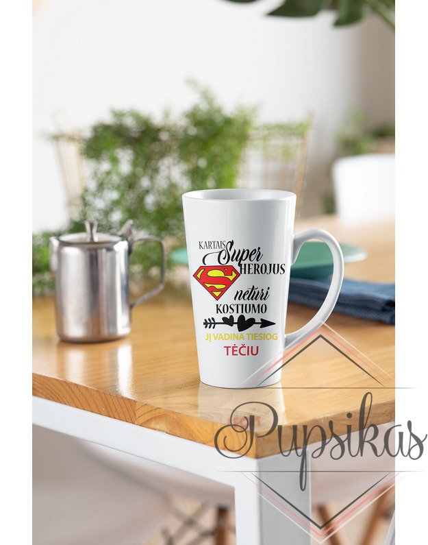 Latte puodelis „Super herojus TĖTIS“ (450ml)