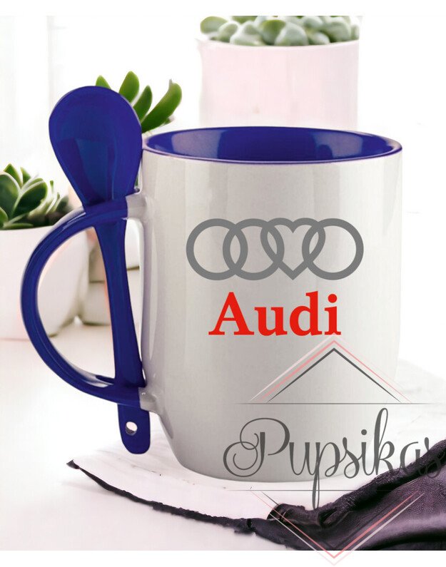 Puodelis su šaukšteliu „AUDI“