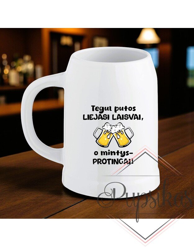 Keramikinis bokalas „Tegul putos liejasi laisvai, o mintys - protingai“