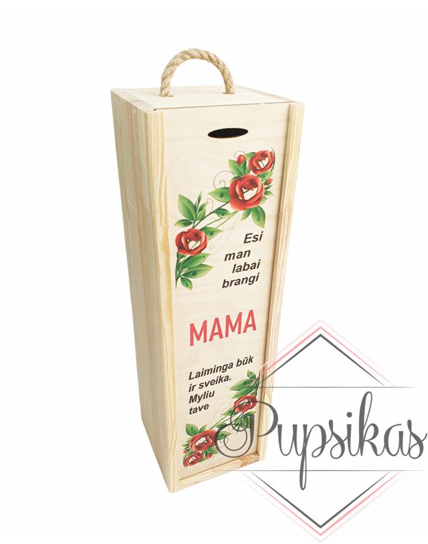 Vyno dėžė su spauda „Esi man labai brangi MAMA“