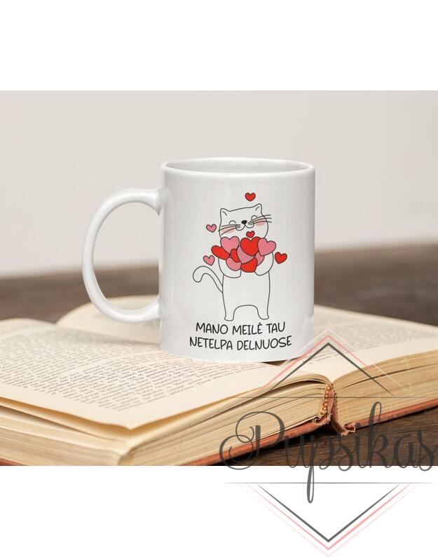 Standartinis puodelis „Mano meilė tau netelpa delnuose“