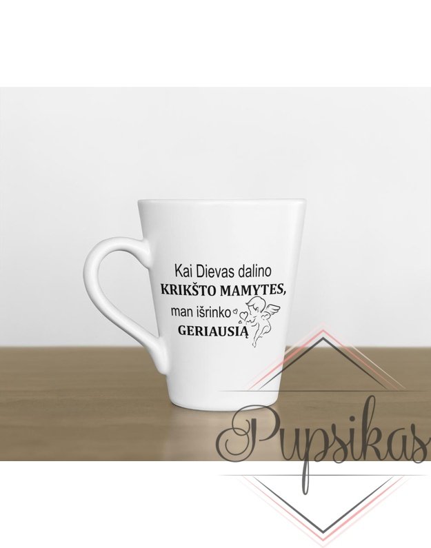 Latte puodelis „Kai Dievas dalino Krikšto mamytes“ 300ml