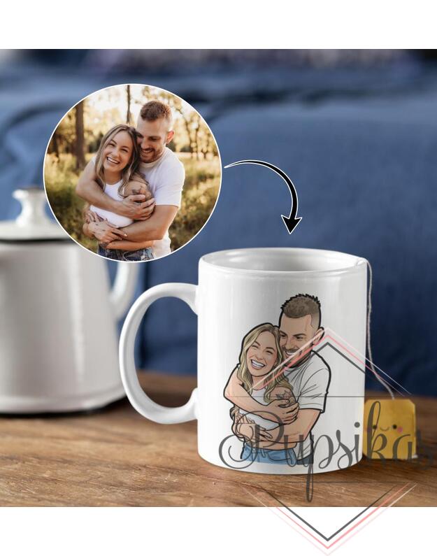 Standartinis puodelis su karikatūrine nuotrauka