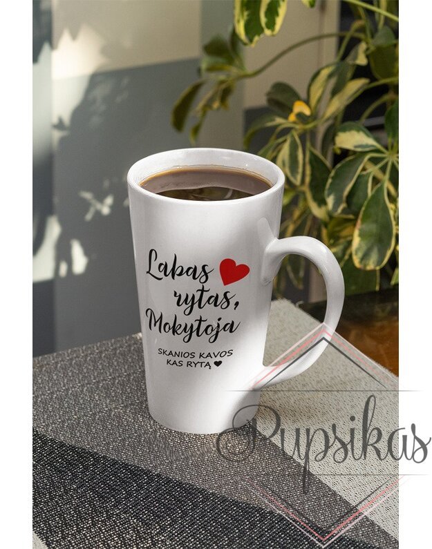 Latte puodelis „Labas rytas, Mokytoja“
