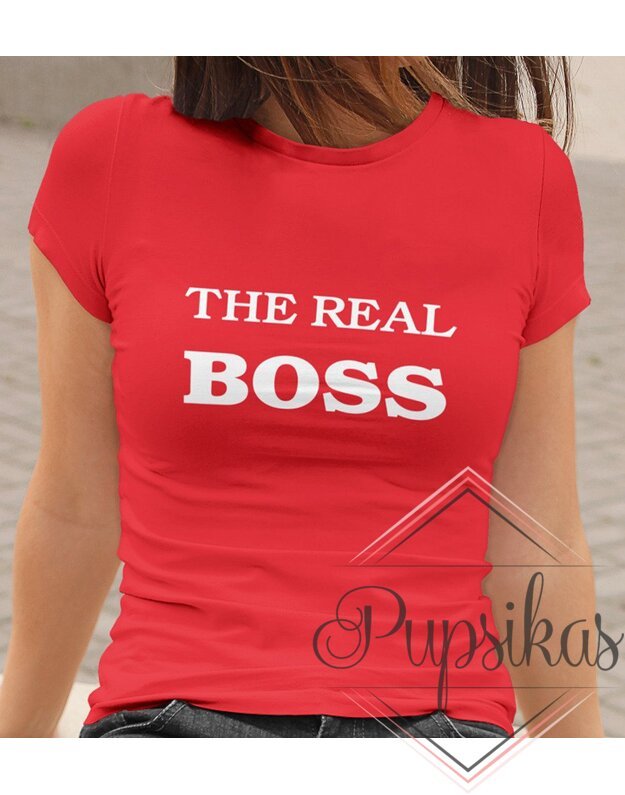 Moteriški marškinėliai „The real boss“