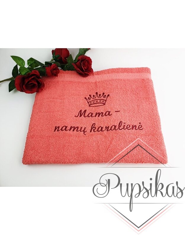 Siuvinėtas rankšluostis „Mama - namų karalienė“