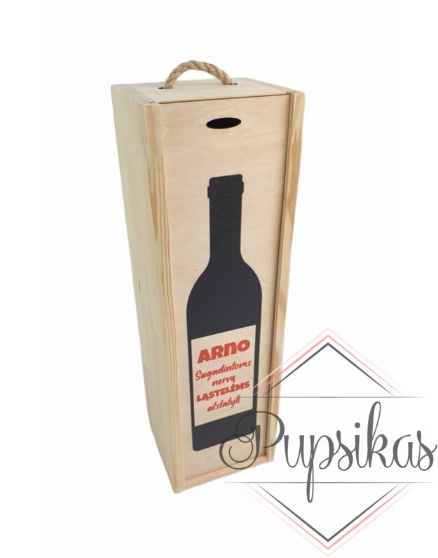Vyno dėžė su spauda „Arno sugadintoms nervų ląstelėms“