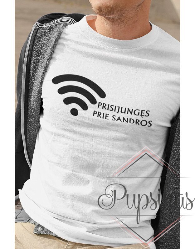 Vyriški marškinėliai „Prisijungęs prie Sandros“