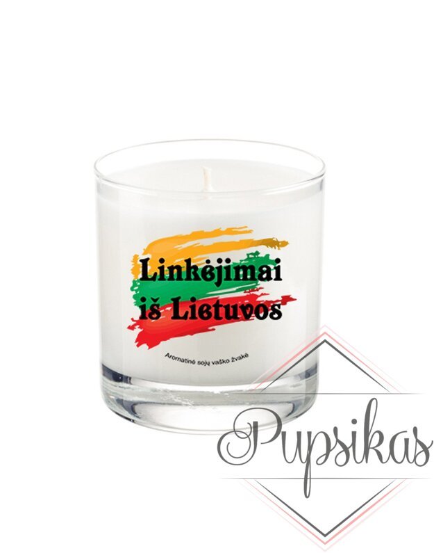 Aromaterapinė sojų vaško žvakė „Linkėjimai iš Lietuvos“